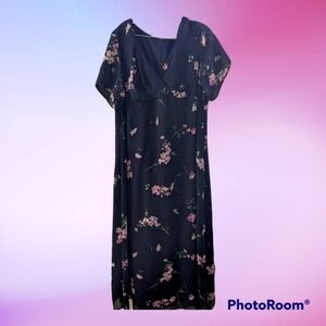 VTG Mica lined crossover bust floral dress Size 20 EUC